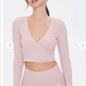 Active Ribbed Surplice Top